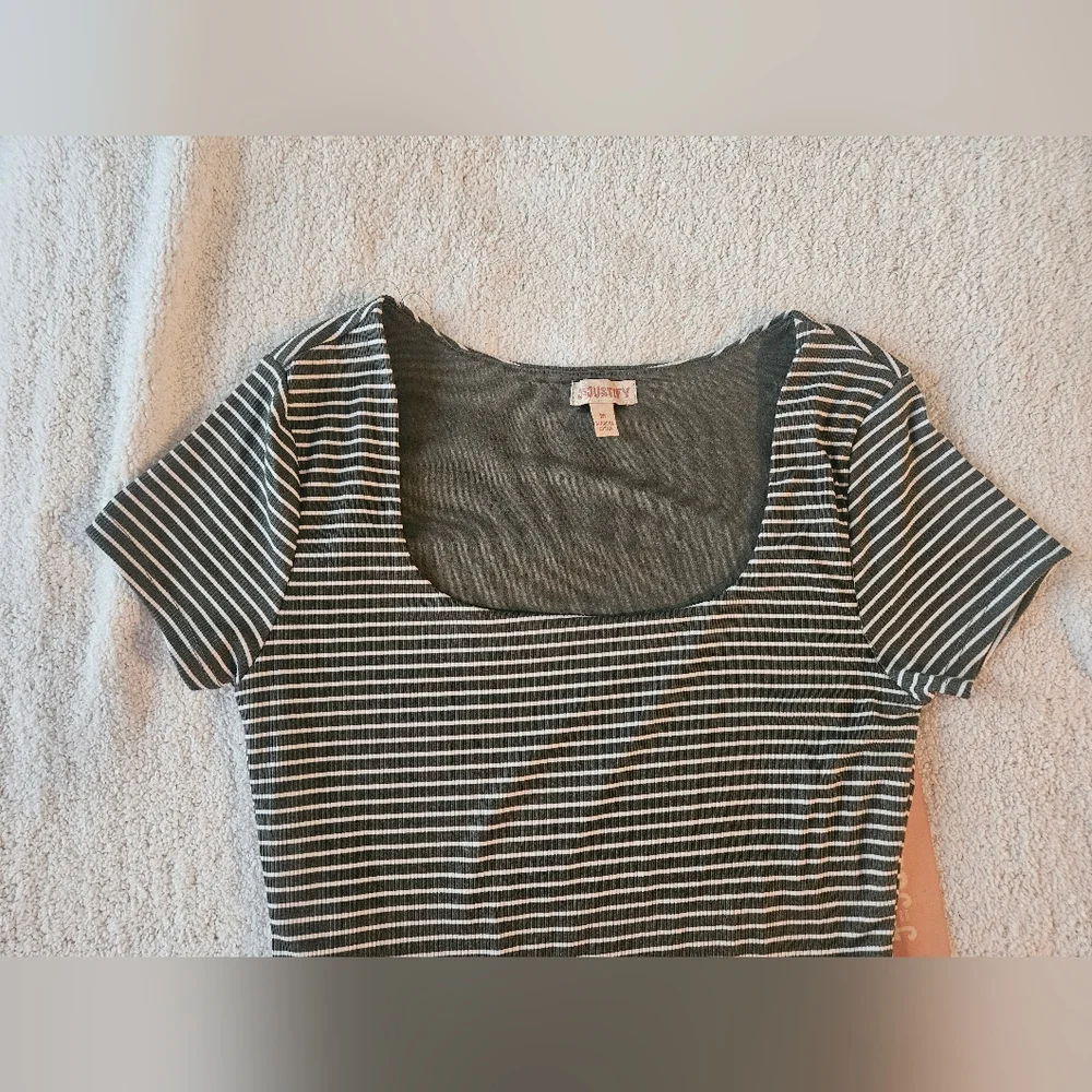 NWT J FOR JUSTIFY Contour Collection Olive Green Striped Maxi | SZ M - Picture 5 of 12